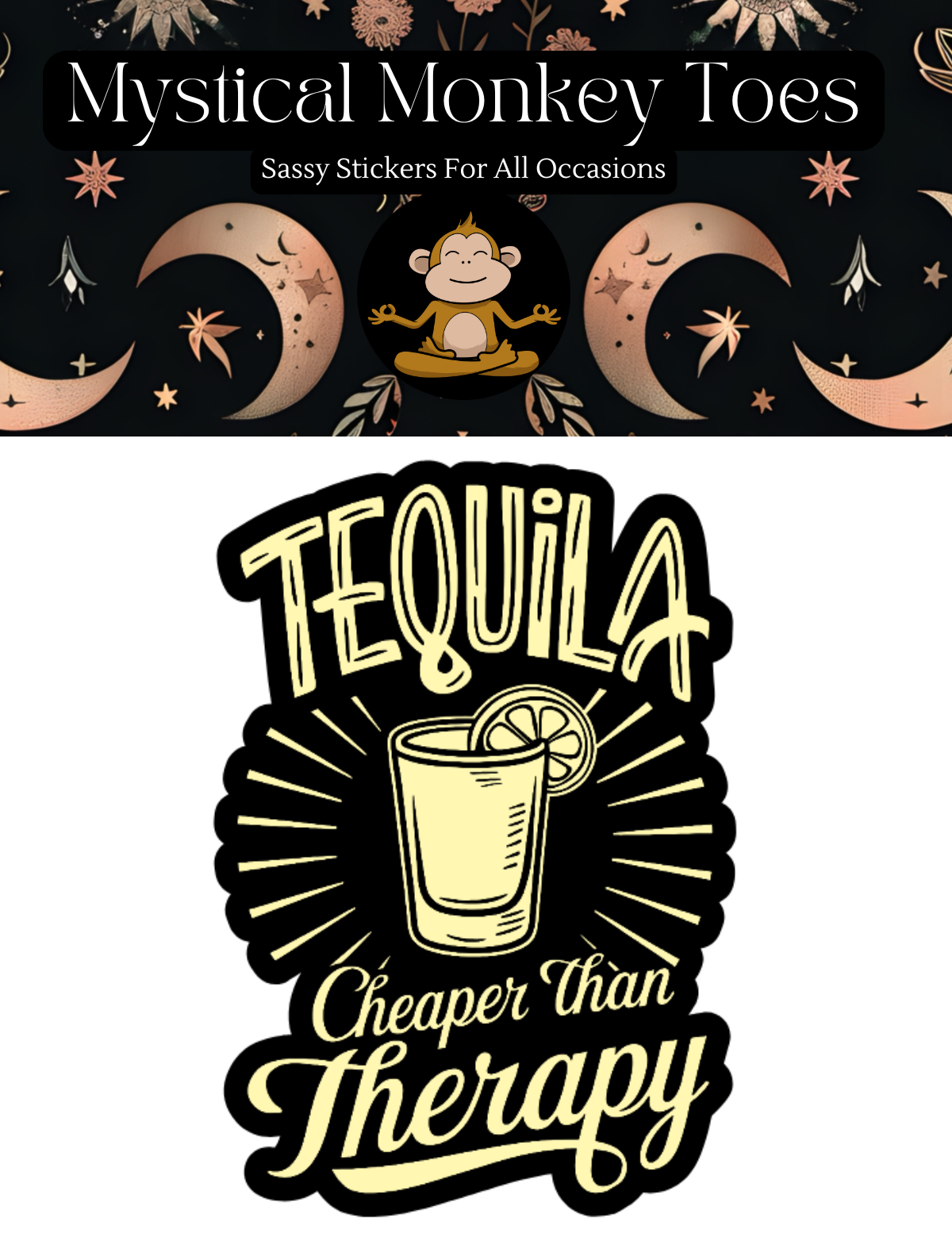 Funny Tequila Cheaper Than Therapy Vinyl Sticker