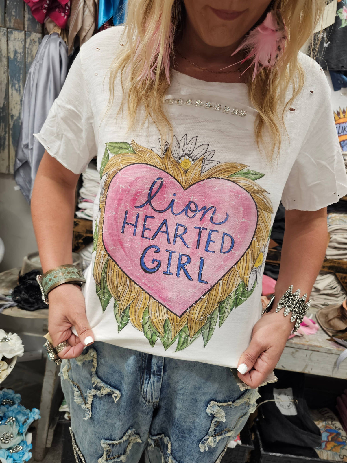 Lion Hearted Girl Tattered Tee: