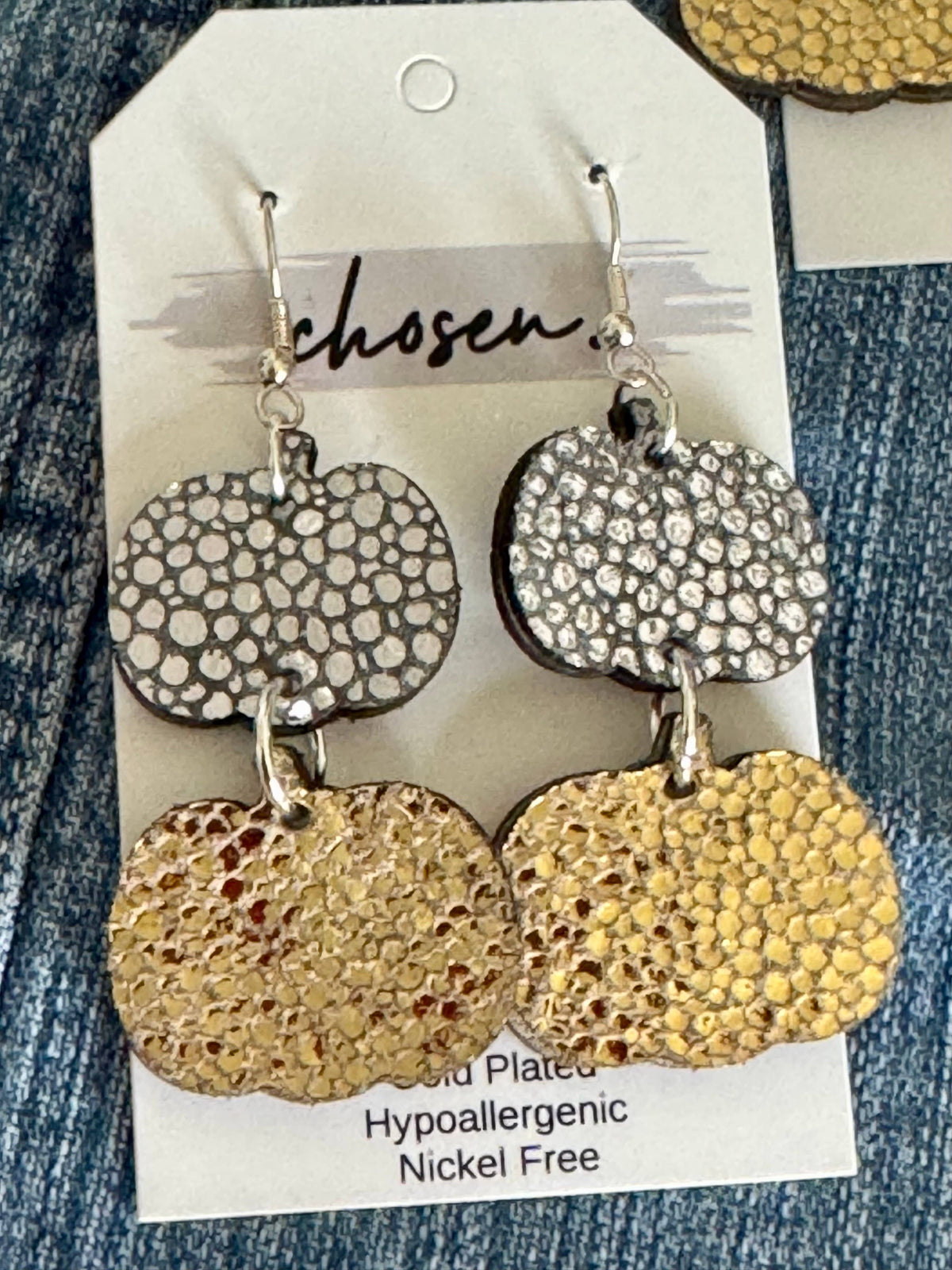 Metallic Leather Pumpkin Earrings