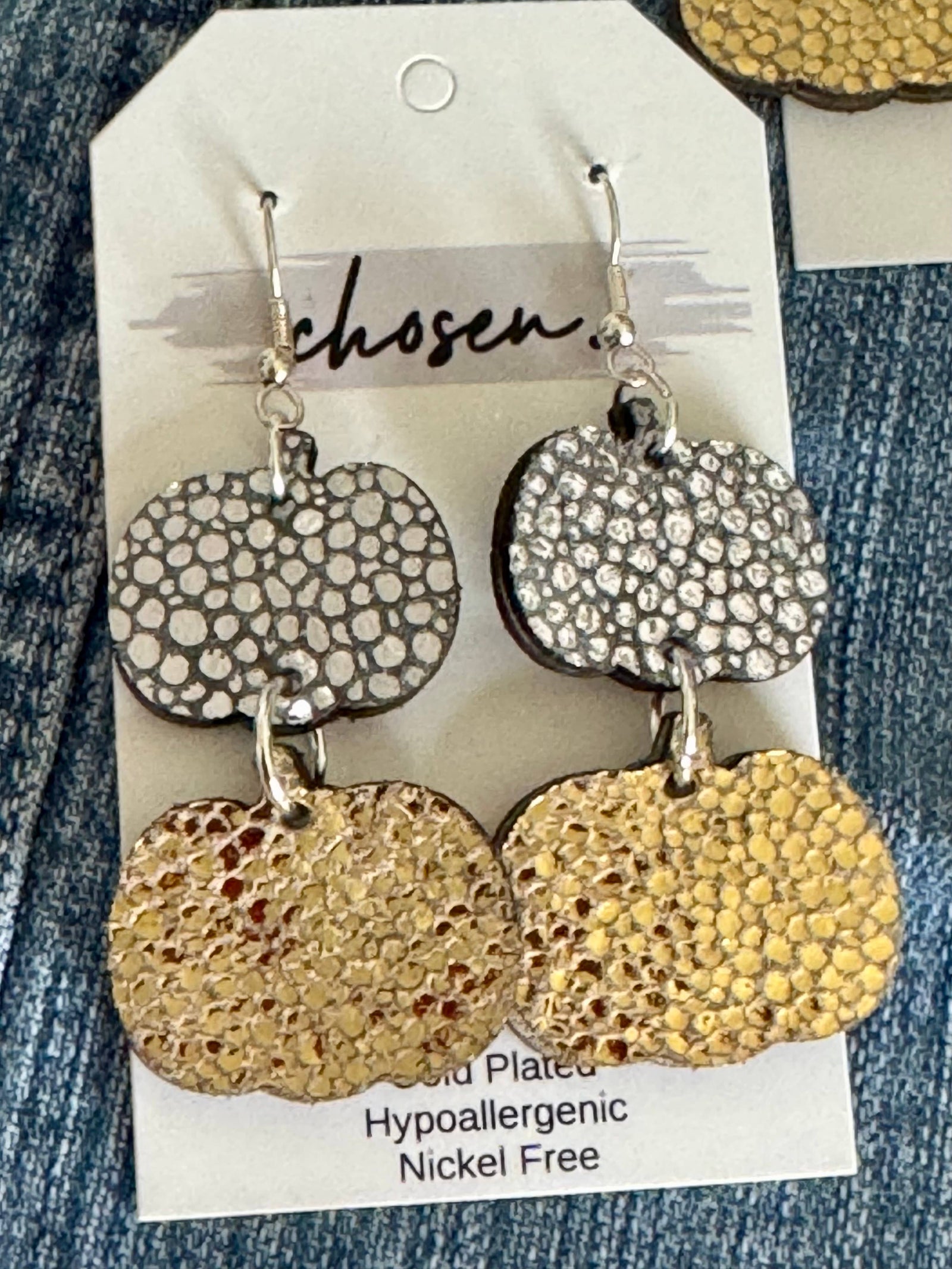 Metallic Leather Pumpkin Earrings