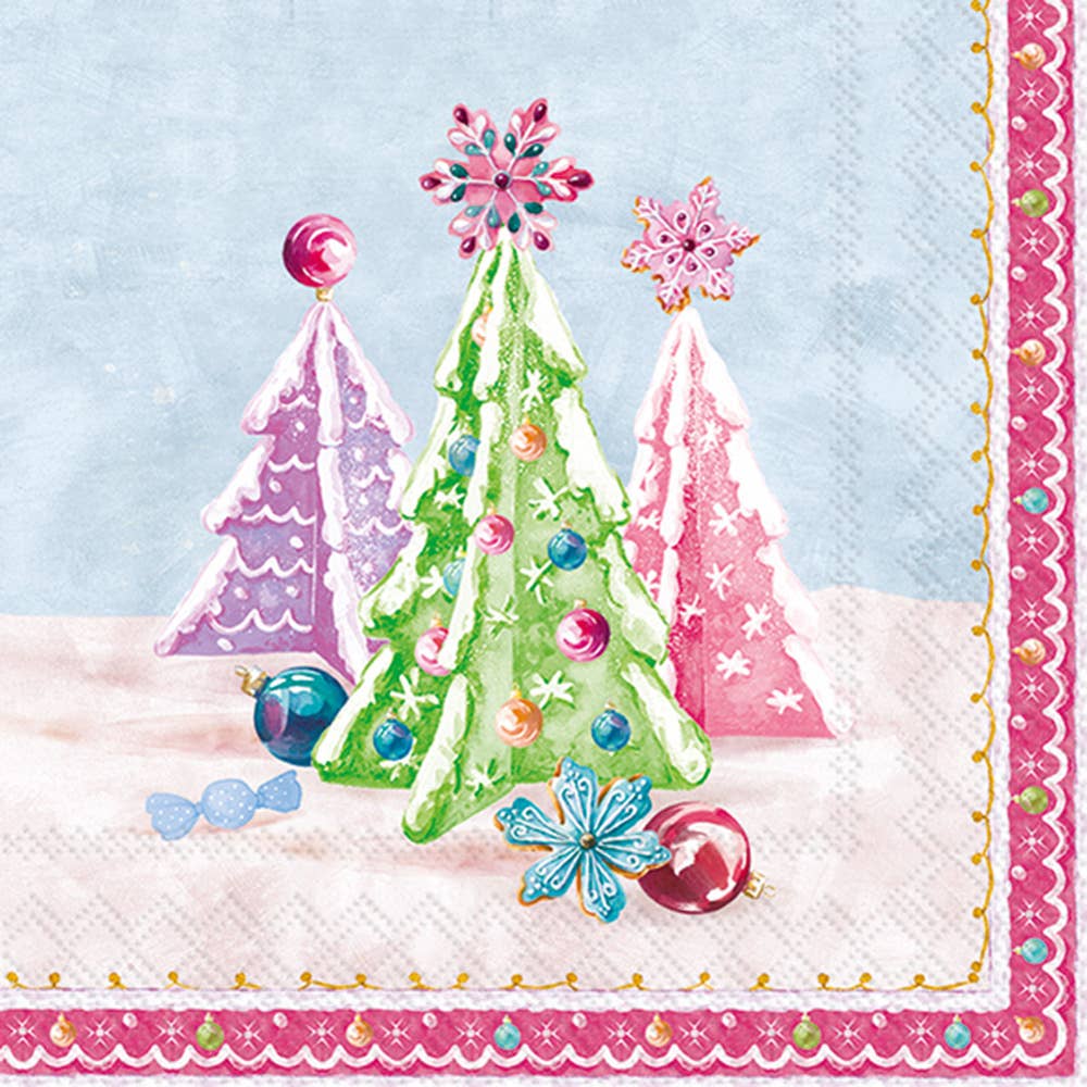 Paper Cocktail Napkins Pk/20 Sugar World Lt Blue Christmas