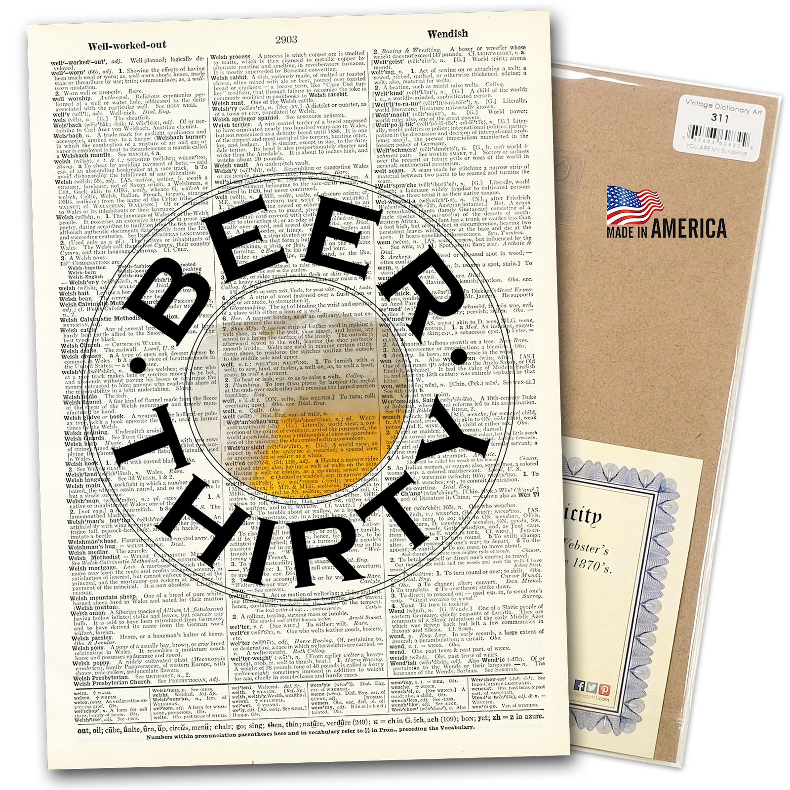 Art Print | Dictionary Page | Vintage | Beer Thirty