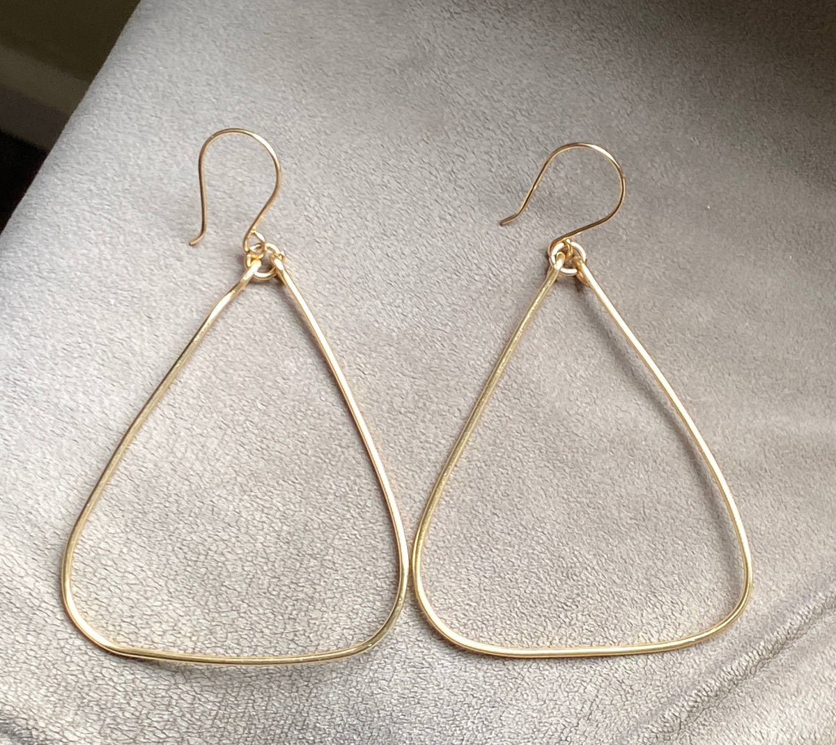 Hoop Triangle Earrings Handmade: Gold or Silver