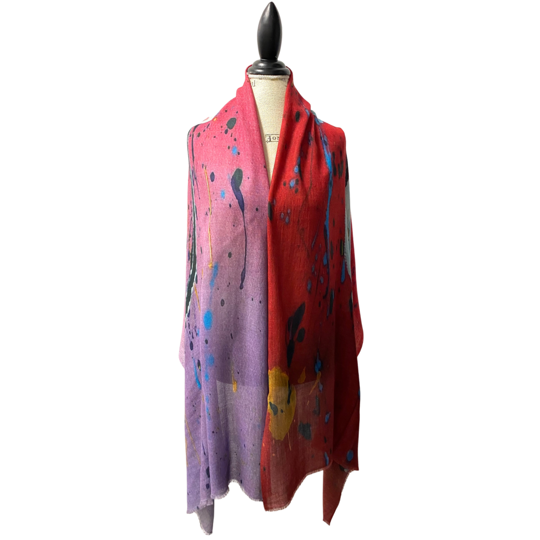 Poppy Red Wool Silk Blend Scarf