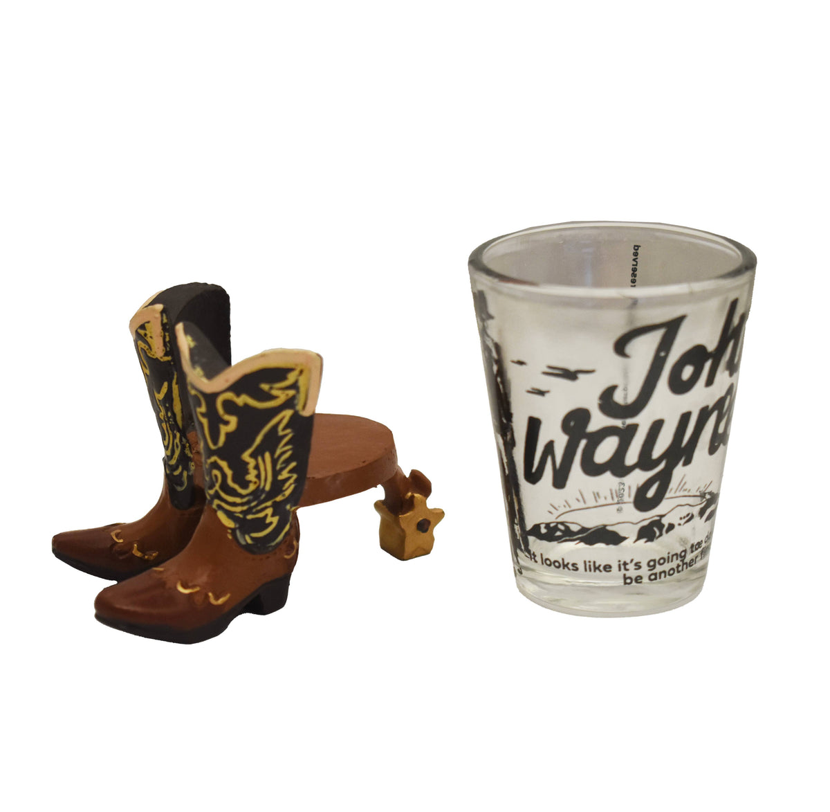 John Wayne Shot Glass - Boot Stand