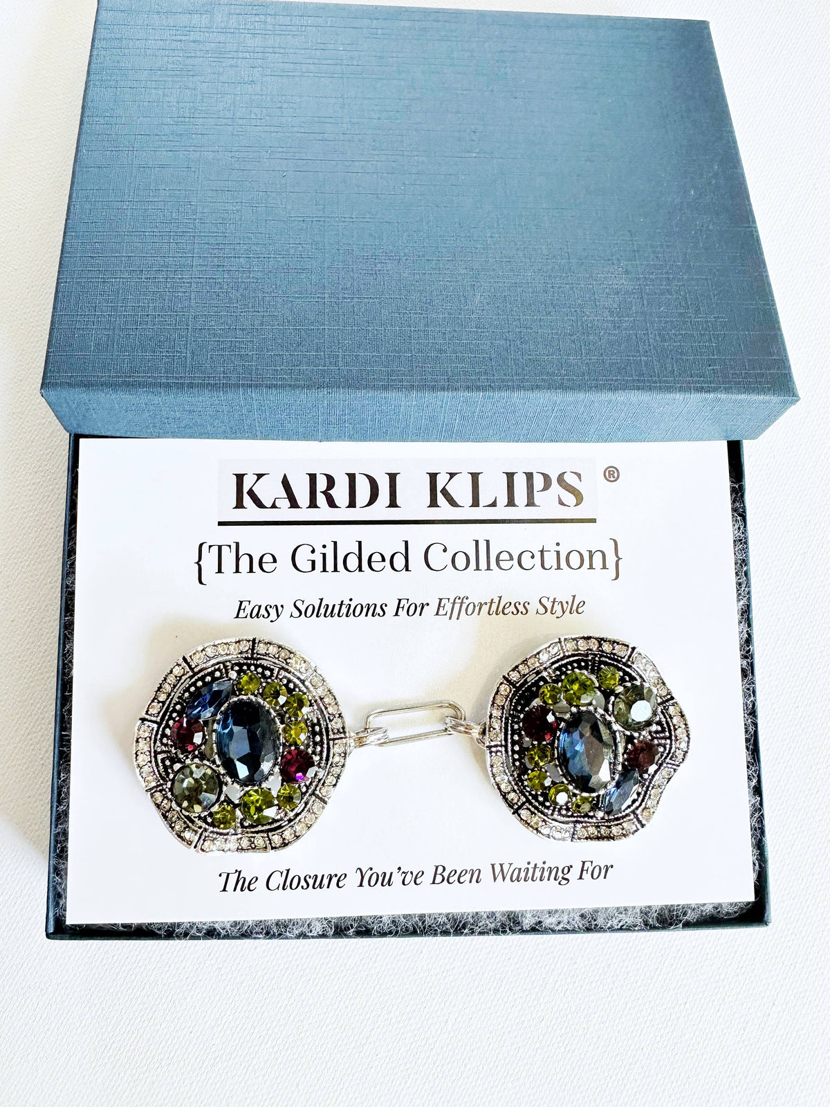 Bejeweled Gold Baroque Cinch Clip, Sweater Clasp KardiKlip