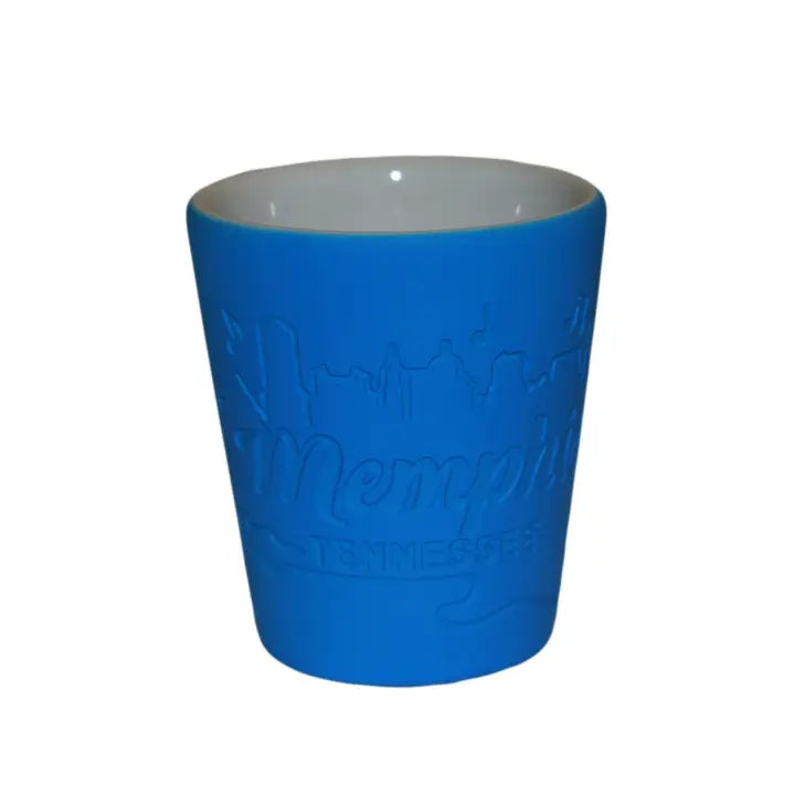 Memphis Shot Glass, sandblast blue.