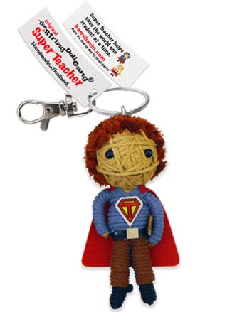 Super Teacher (Boy, Tan String) String Doll Keychain