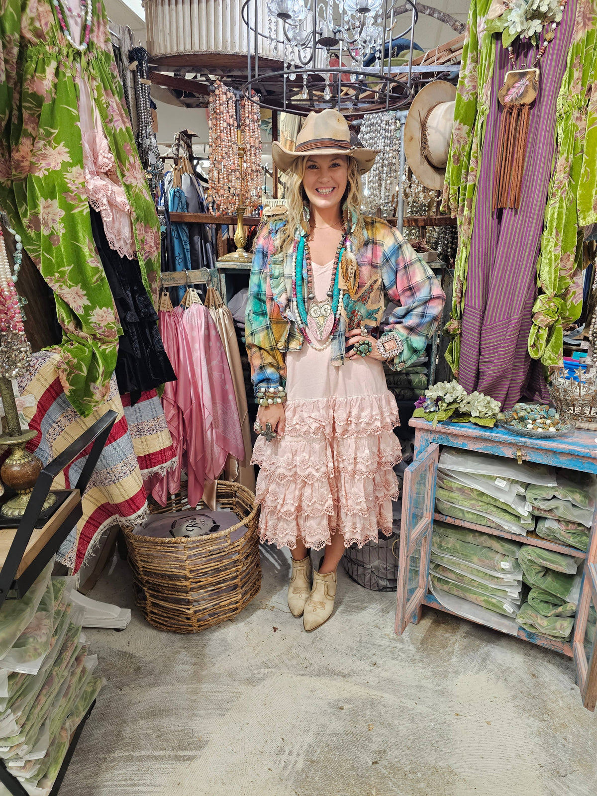 Pink Distressed Ruffle Slip Dress