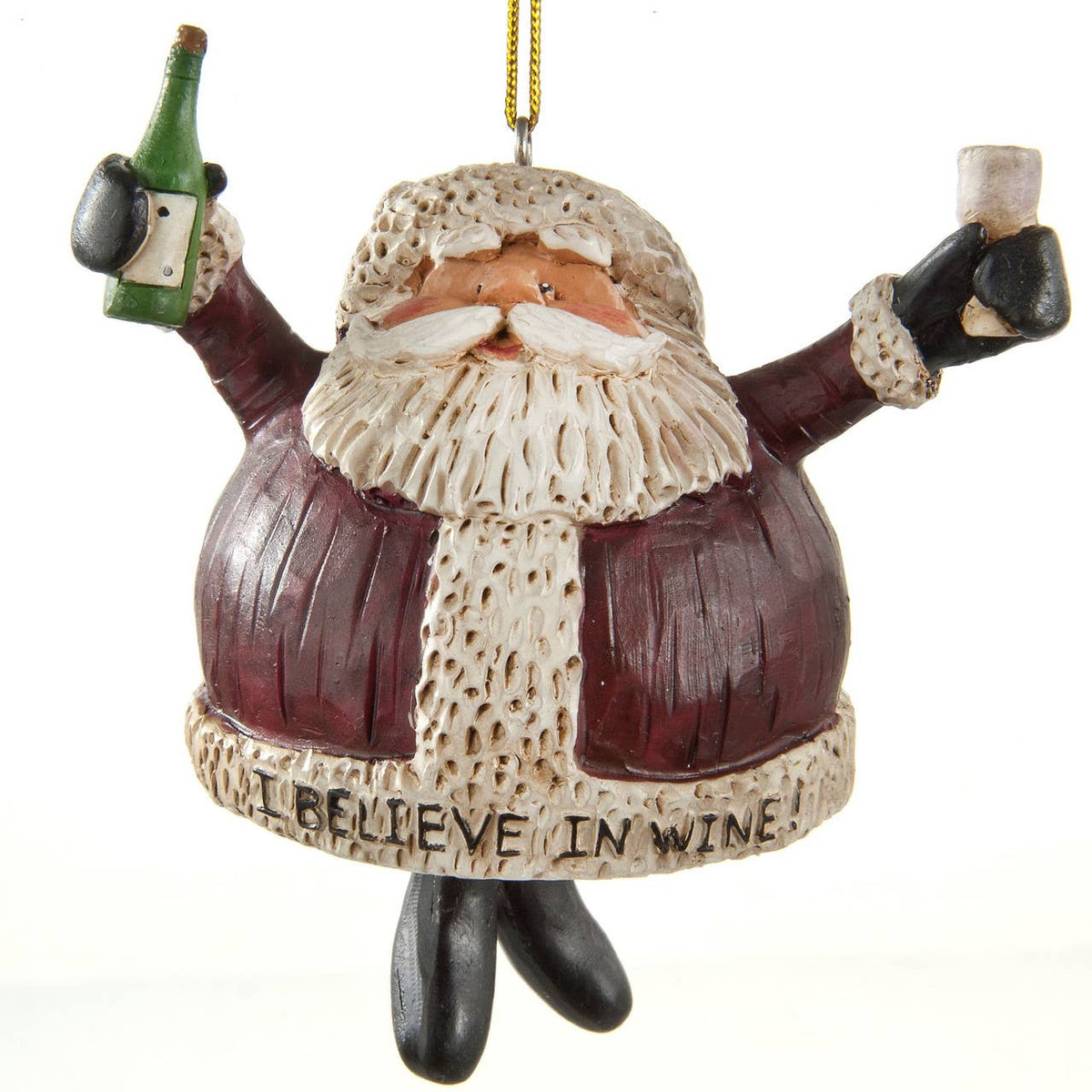 Santa Bell Wine Ornament By Bert Anderson