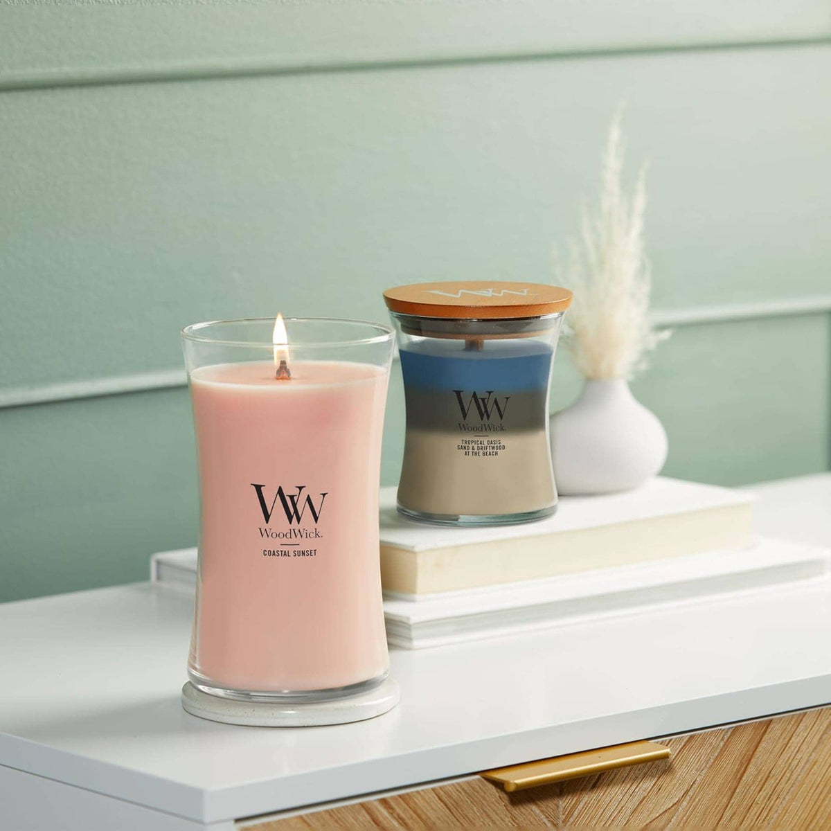 Coastal Sunset Large Hourglass Candle, 21.5 oz