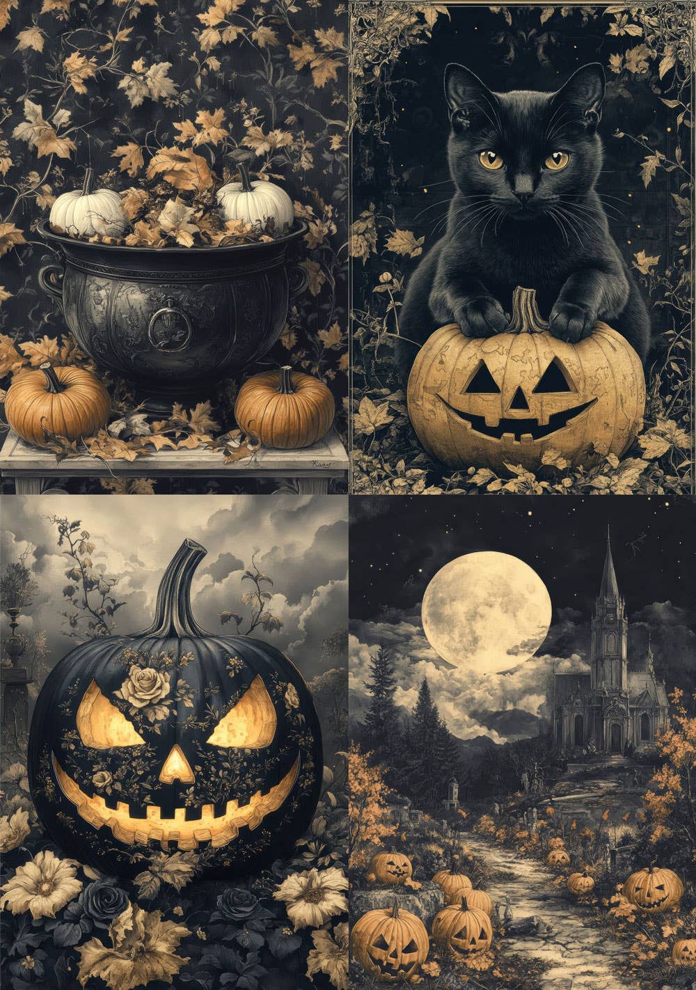Midnight Pumpkins Decoupage Rice Paper - Craft Supplies