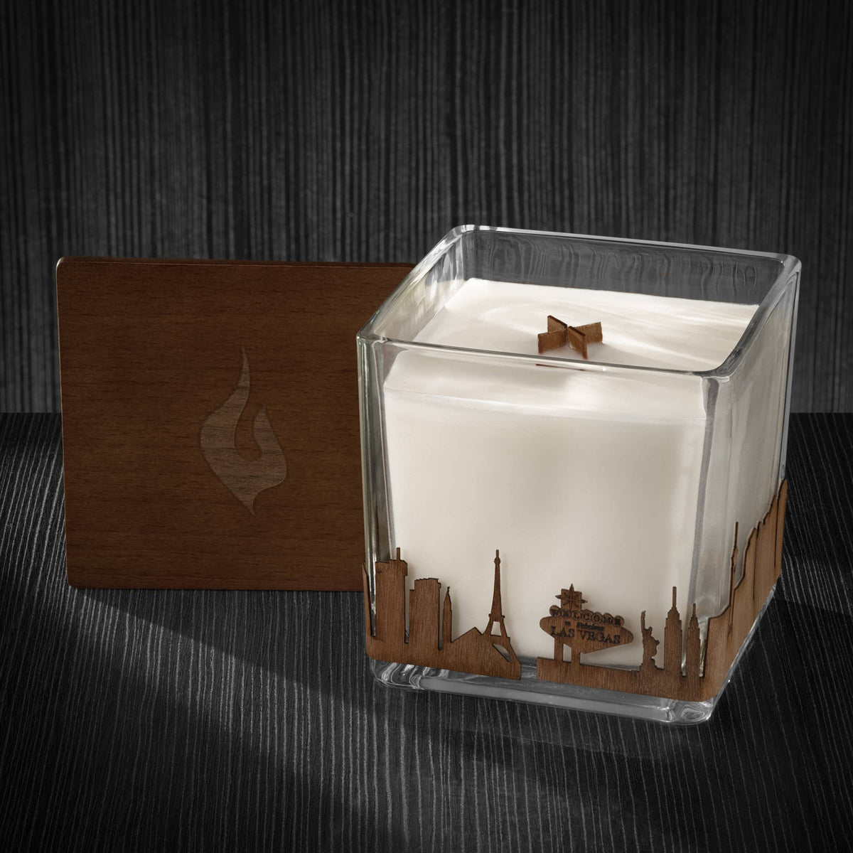 Wood Wrapped City Skyline Candle 4x4x4: Memphis Tennessee