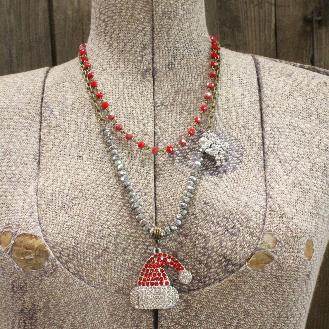 HO HO HO, Here We Go Santa Layered Necklace