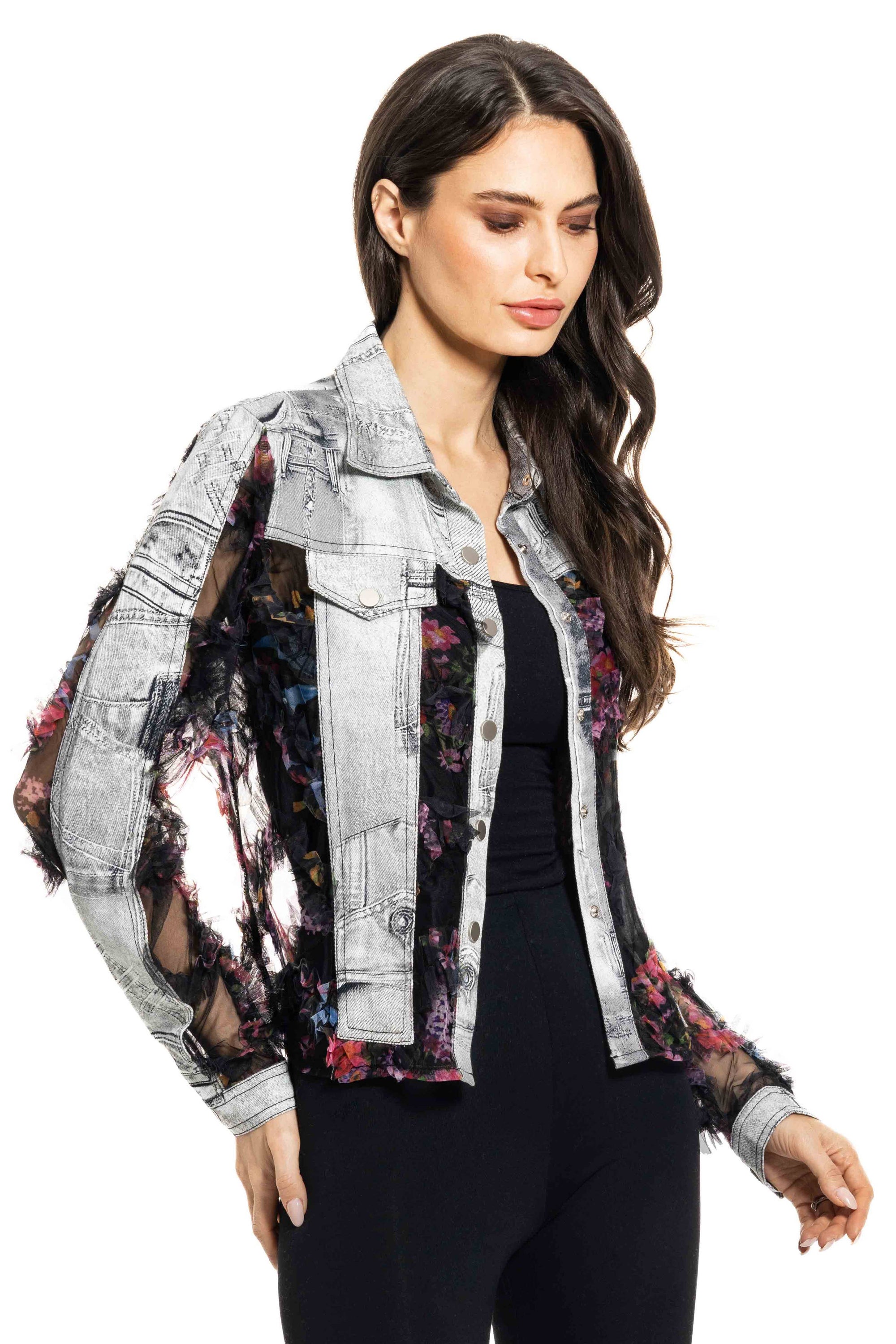 Distressed Floral Jacket