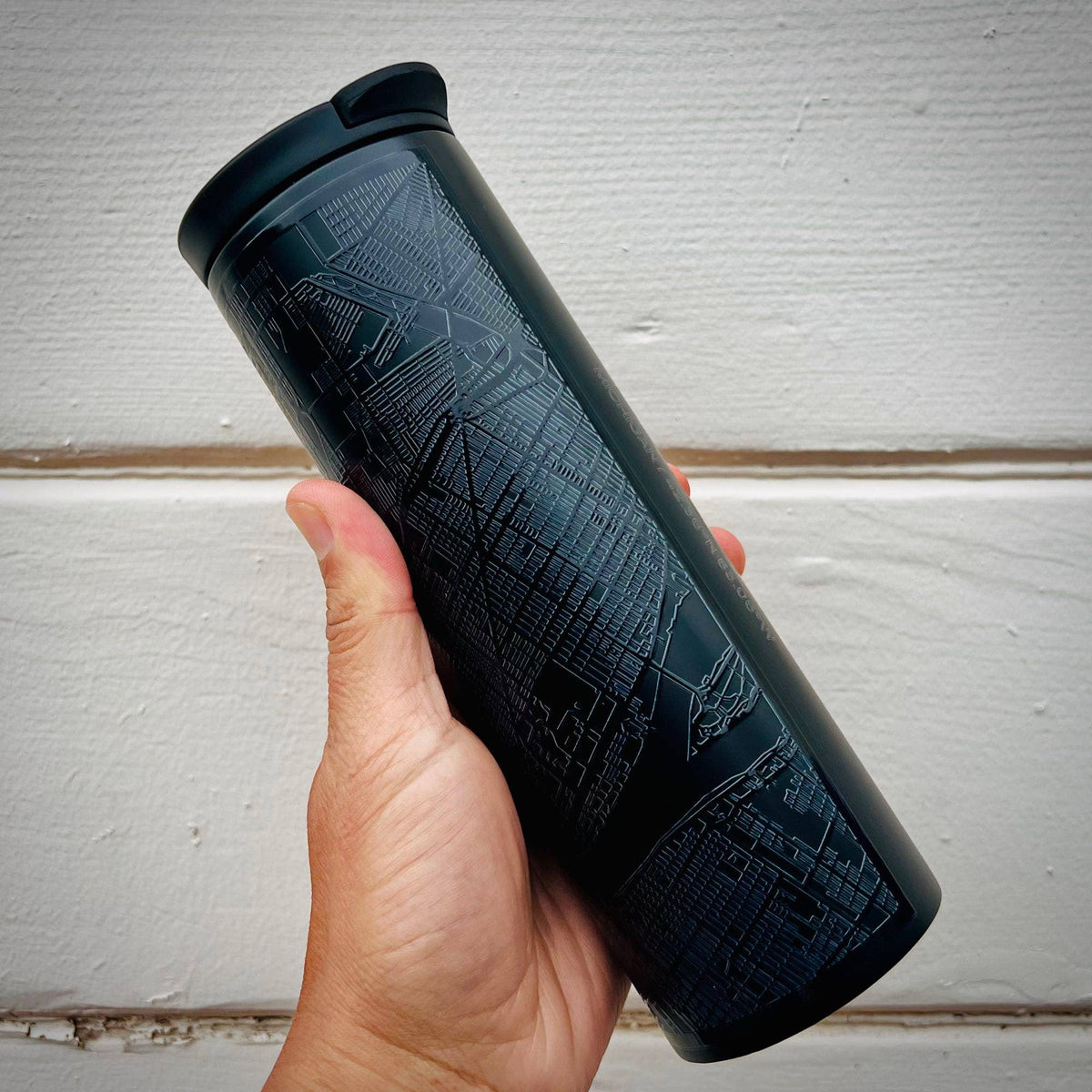 Memphis TN Tactile Lines Map Tumbler in Matte Black