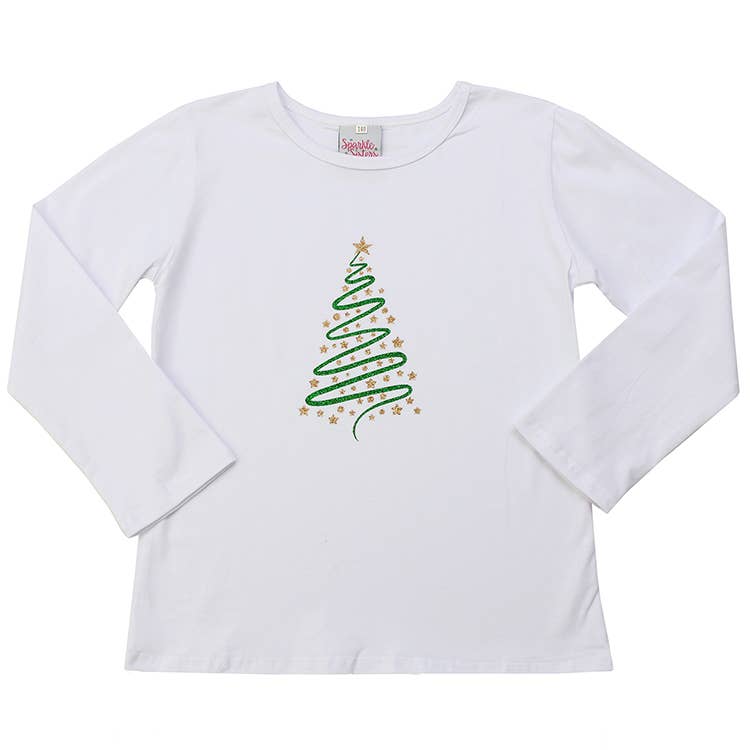 Christmas Tree Long Sleeve Tee: White / 12mo