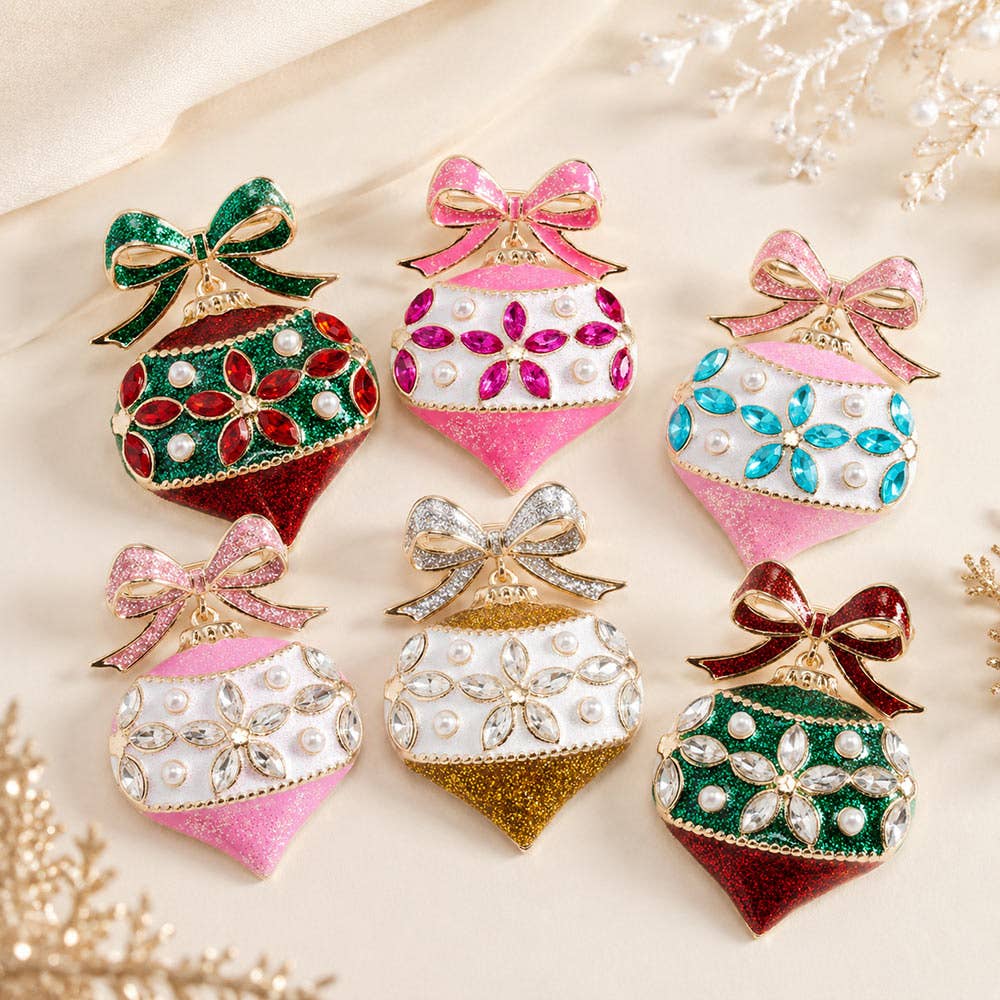 Christmas Bow Ornament Pin Brooch