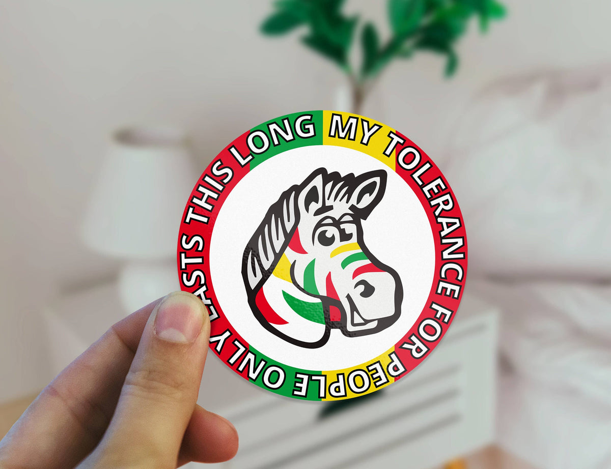 My Tolerance For People Only Lasts This Long, Zebra Gum Sticker, Meme Sticker, Fruit Stripe, Waterproof Vinyl Sticker for Car, Laptop, Phone