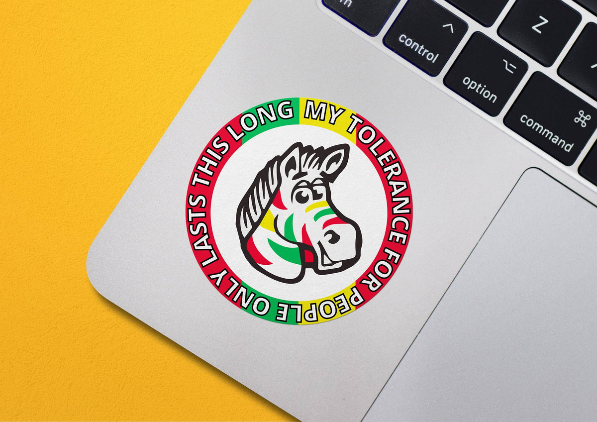 My Tolerance For People Only Lasts This Long, Zebra Gum Sticker, Meme Sticker, Fruit Stripe, Waterproof Vinyl Sticker for Car, Laptop, Phone
