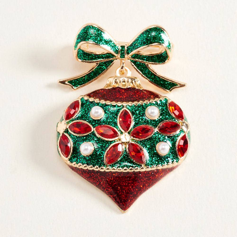 Christmas Bow Ornament Pin Brooch