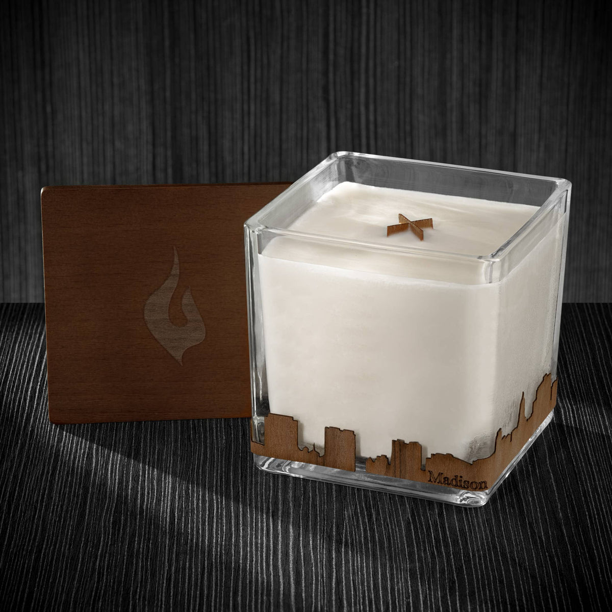Wood Wrapped City Skyline Candle 4x4x4: Memphis Tennessee