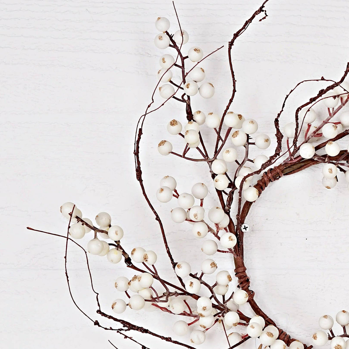 18in(6.5in)Wreath-White Snowberries with wispy twigs-