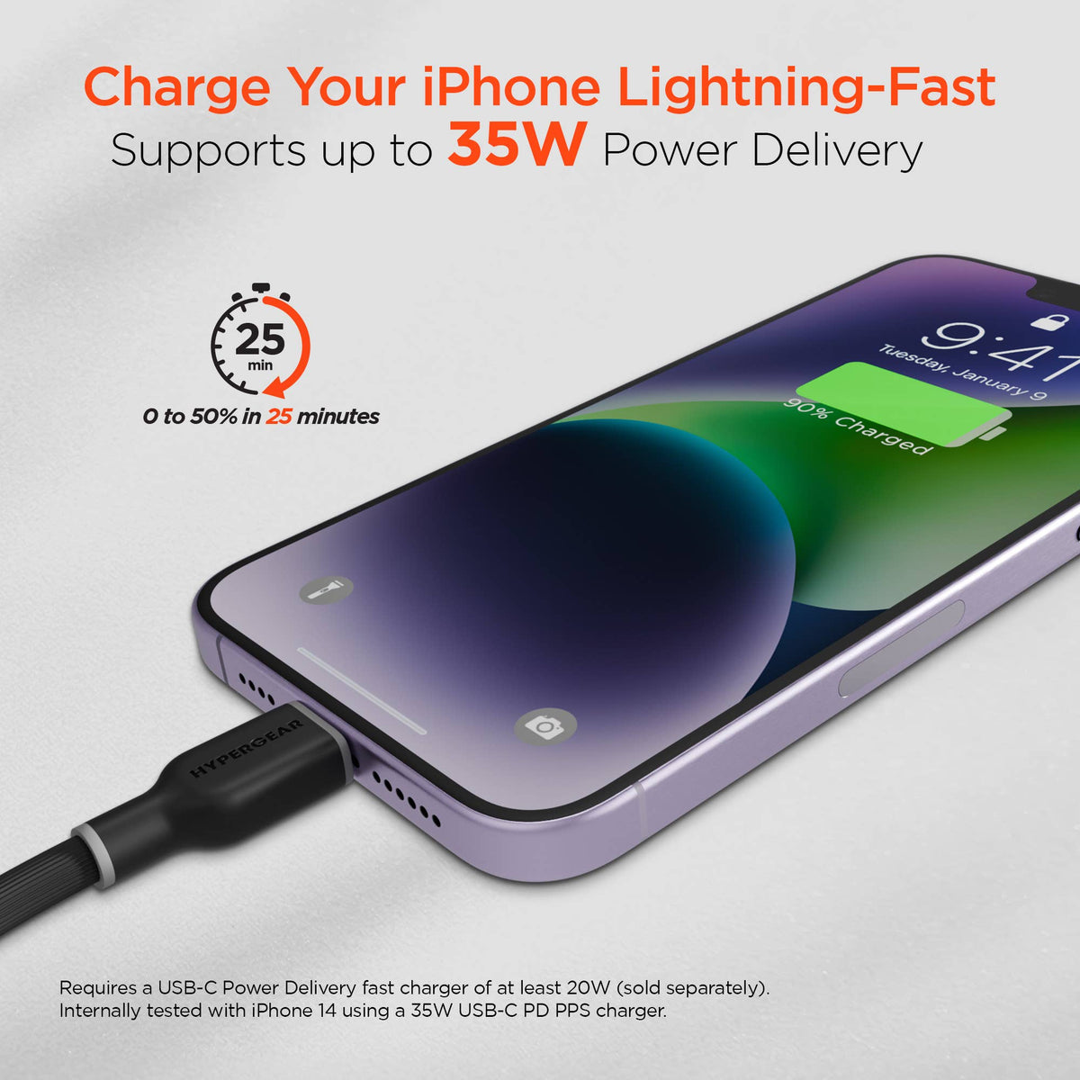 FlexiPro USB-C to Lightning Soft-Touch FastCharge Cable 10ft