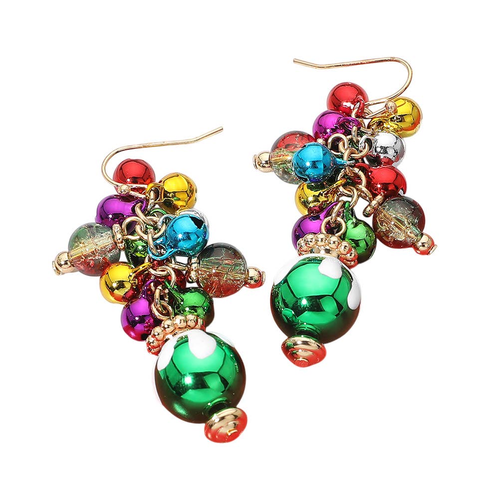 Christmas Ornament Bauble Cluster Drop Earrings