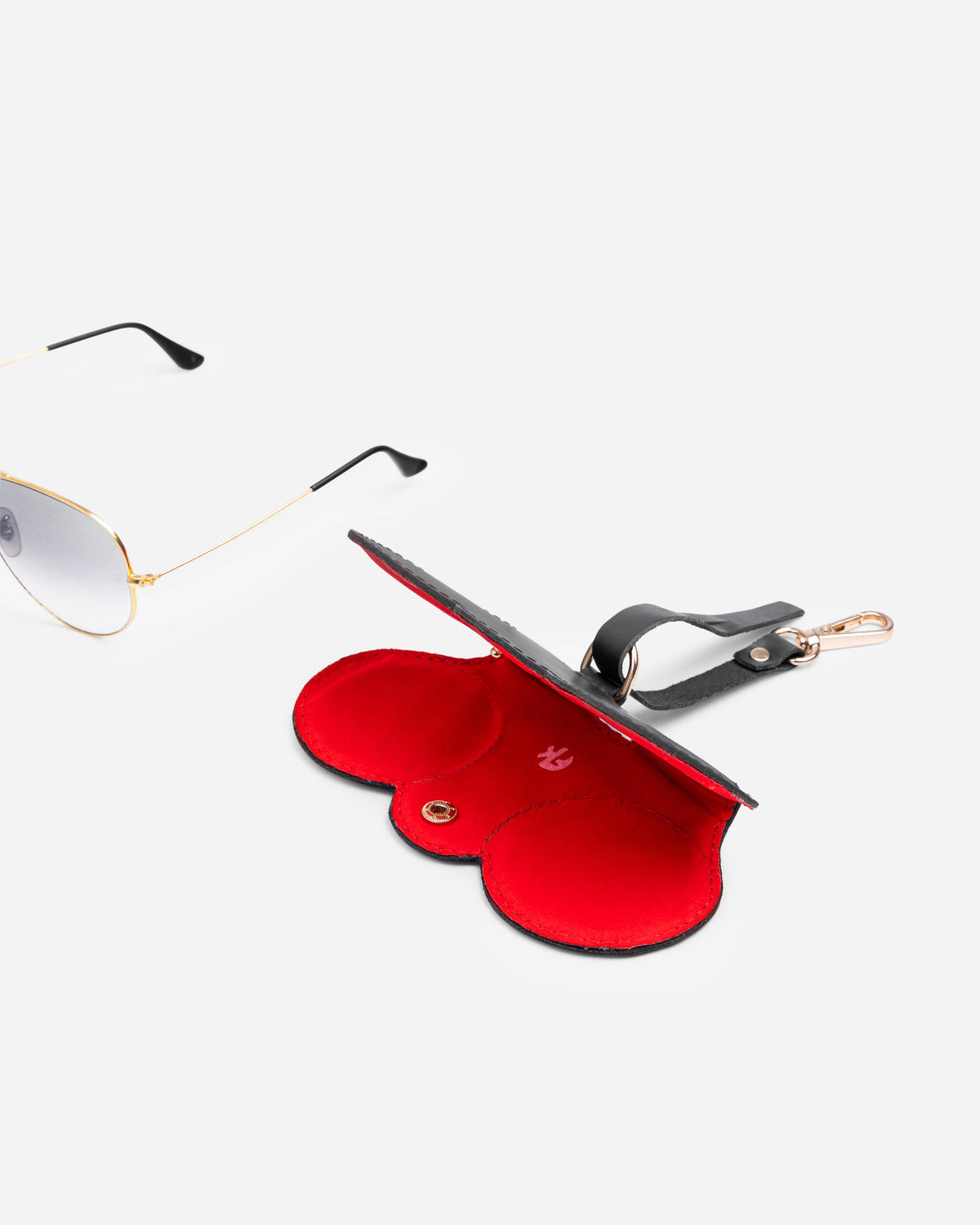 Dragonfly Black Genuine Leather Sunglasses Case