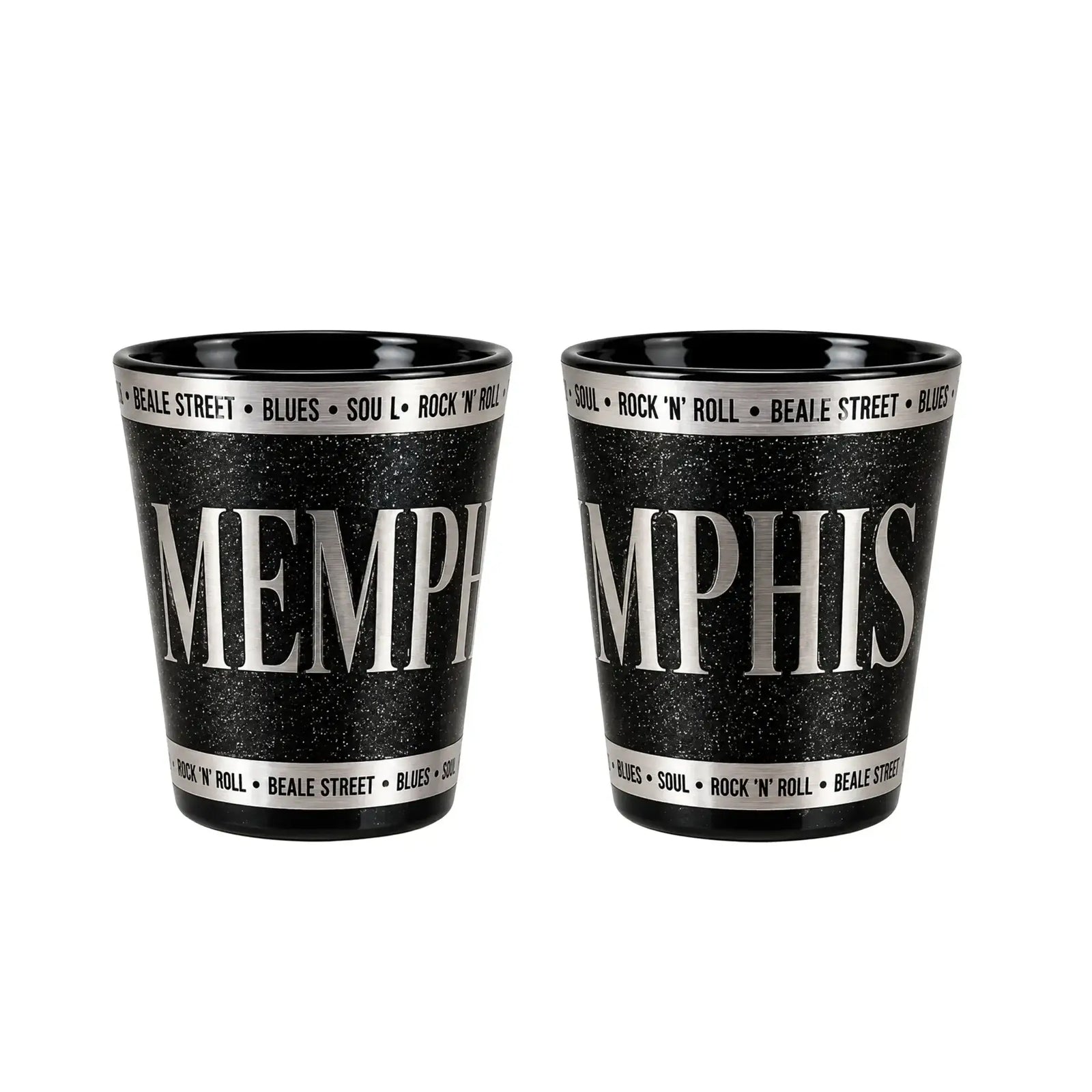 Memphis Shot Glass - Glitter Black & Silver