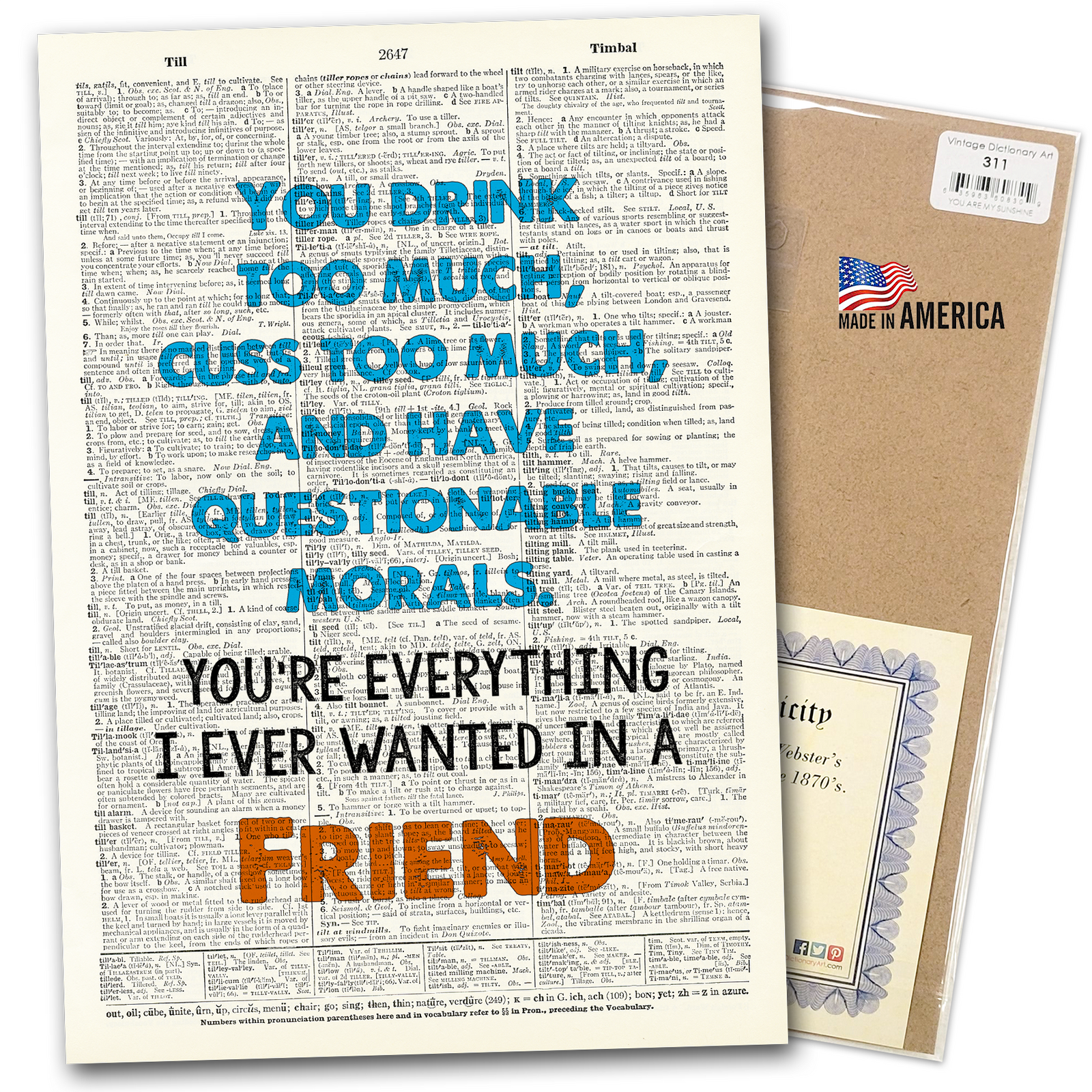 You drink & cuss too much new fun retro art print vintage