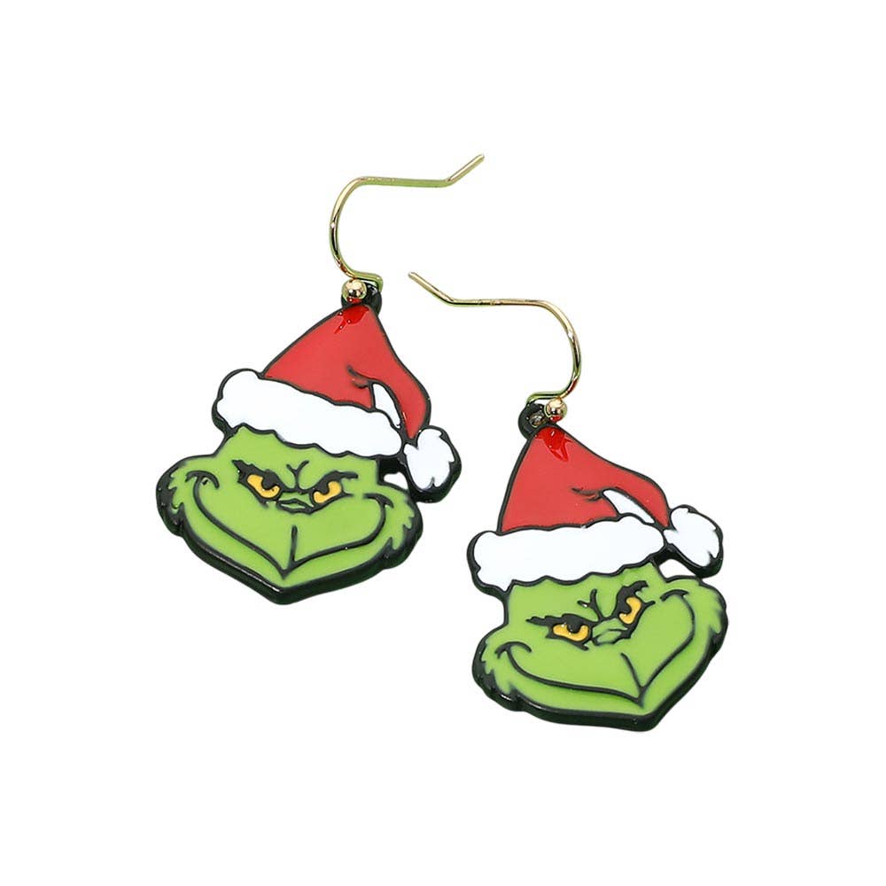 Christmas Grinch Charm Drop Dangle Earrings