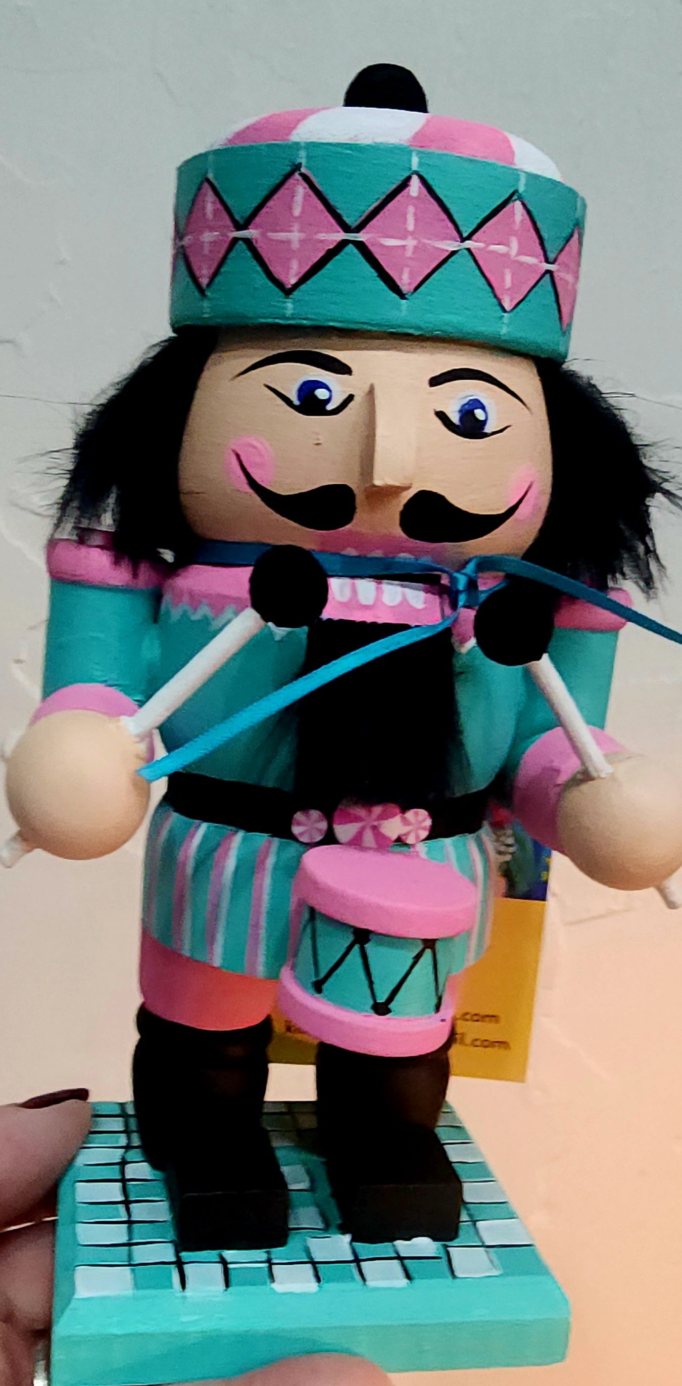 7" Drummer in pink Nutcracker ORIGINAL by Kim Cook