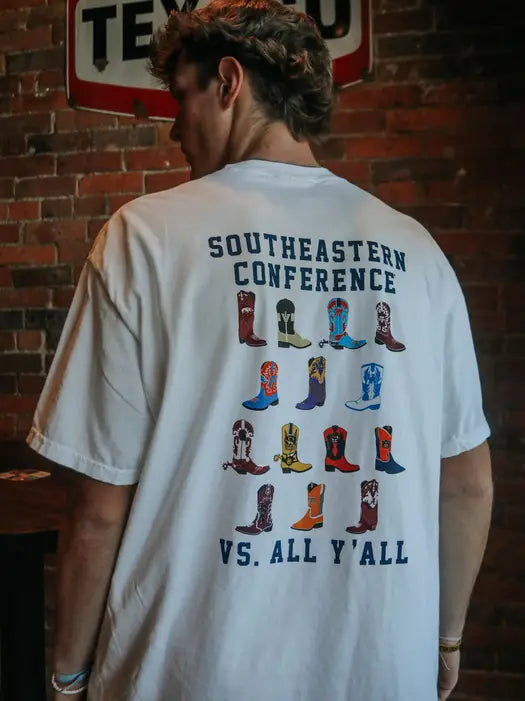 SEC Boots VS ALL Ya'll T-Shirt (front & Back)