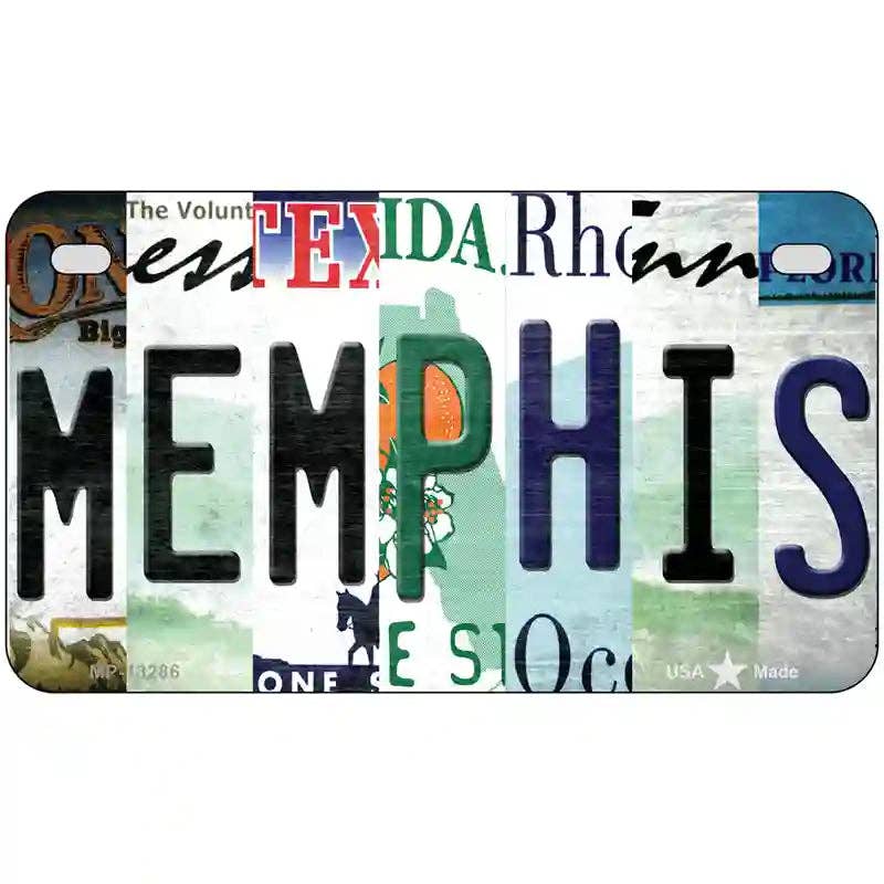 Memphis Strip Art Novelty Metal License Plate Tag