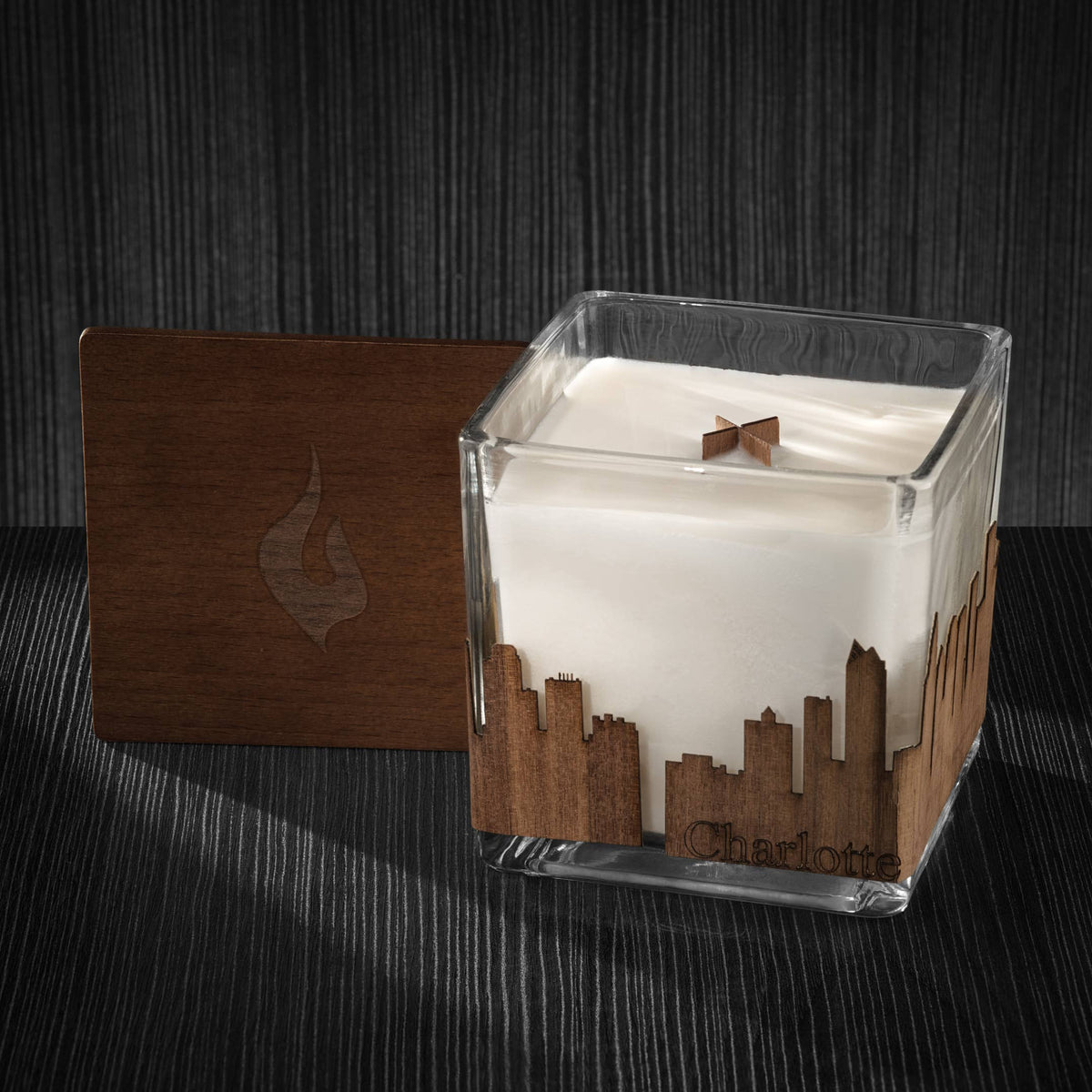 Wood Wrapped City Skyline Candle 4x4x4: Memphis Tennessee