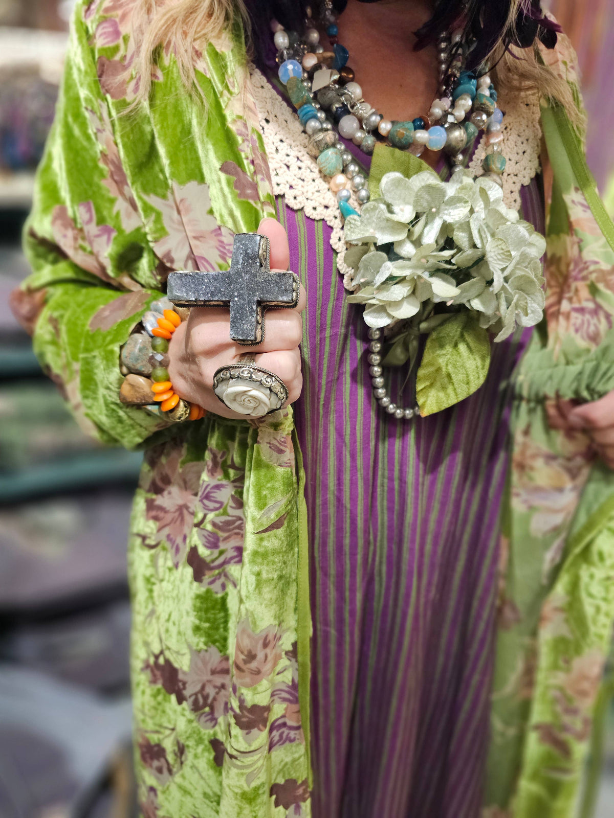 Velvet Elegant Burnout Duster