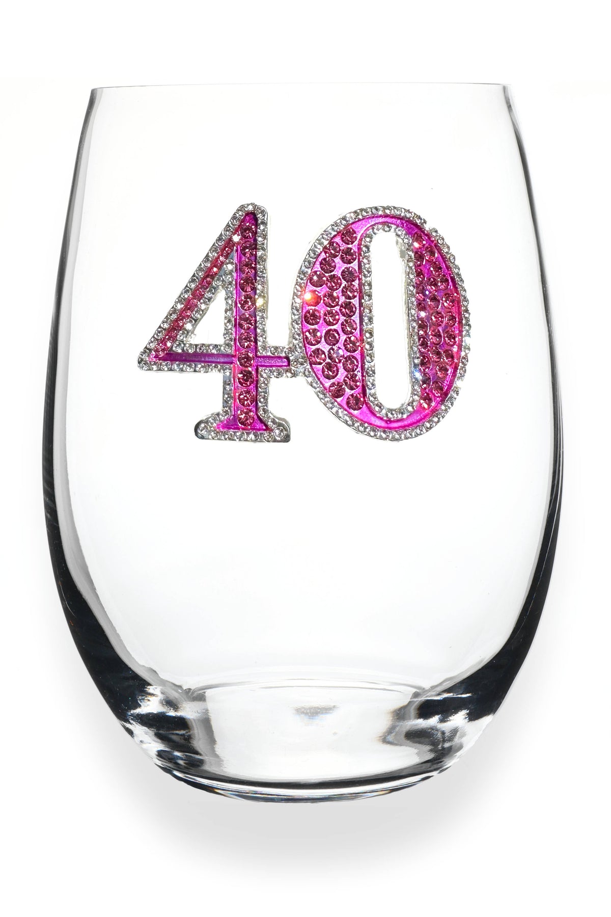 40th Birthday - Jeweled Stemless Wine Glass