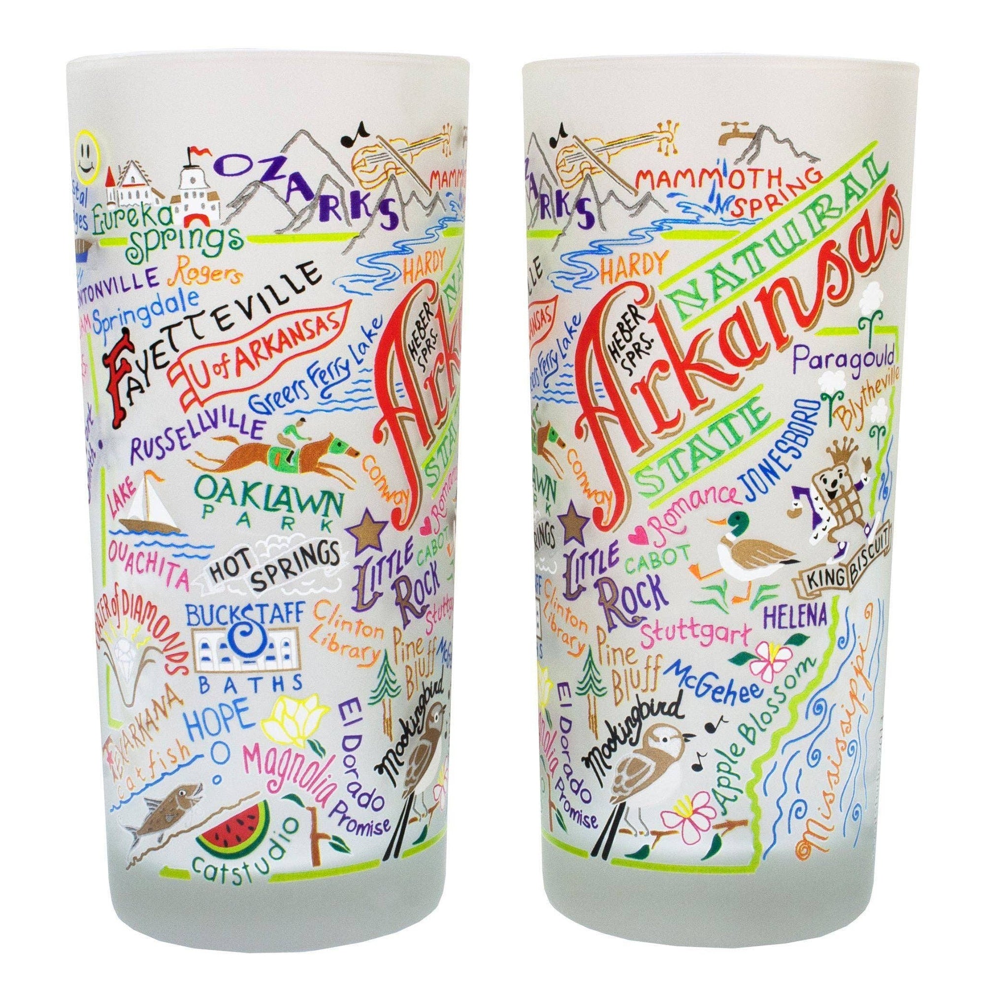 Arkansas Frosted Drinking Glass/ (Set of 2)