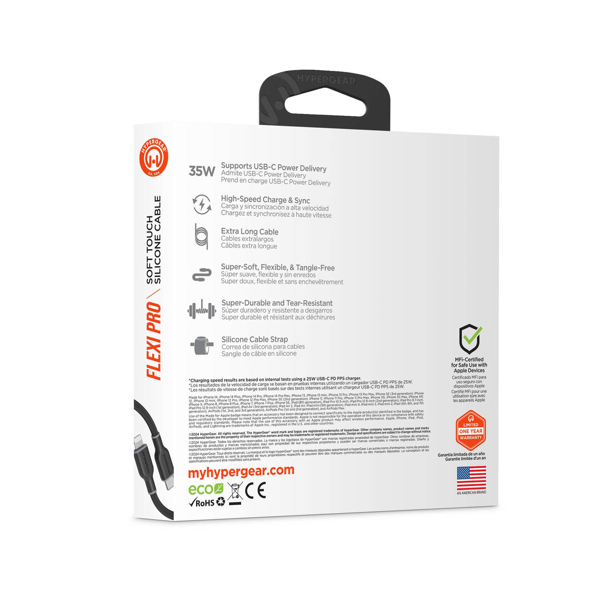 FlexiPro USB-C to Lightning Soft-Touch FastCharge Cable 10ft