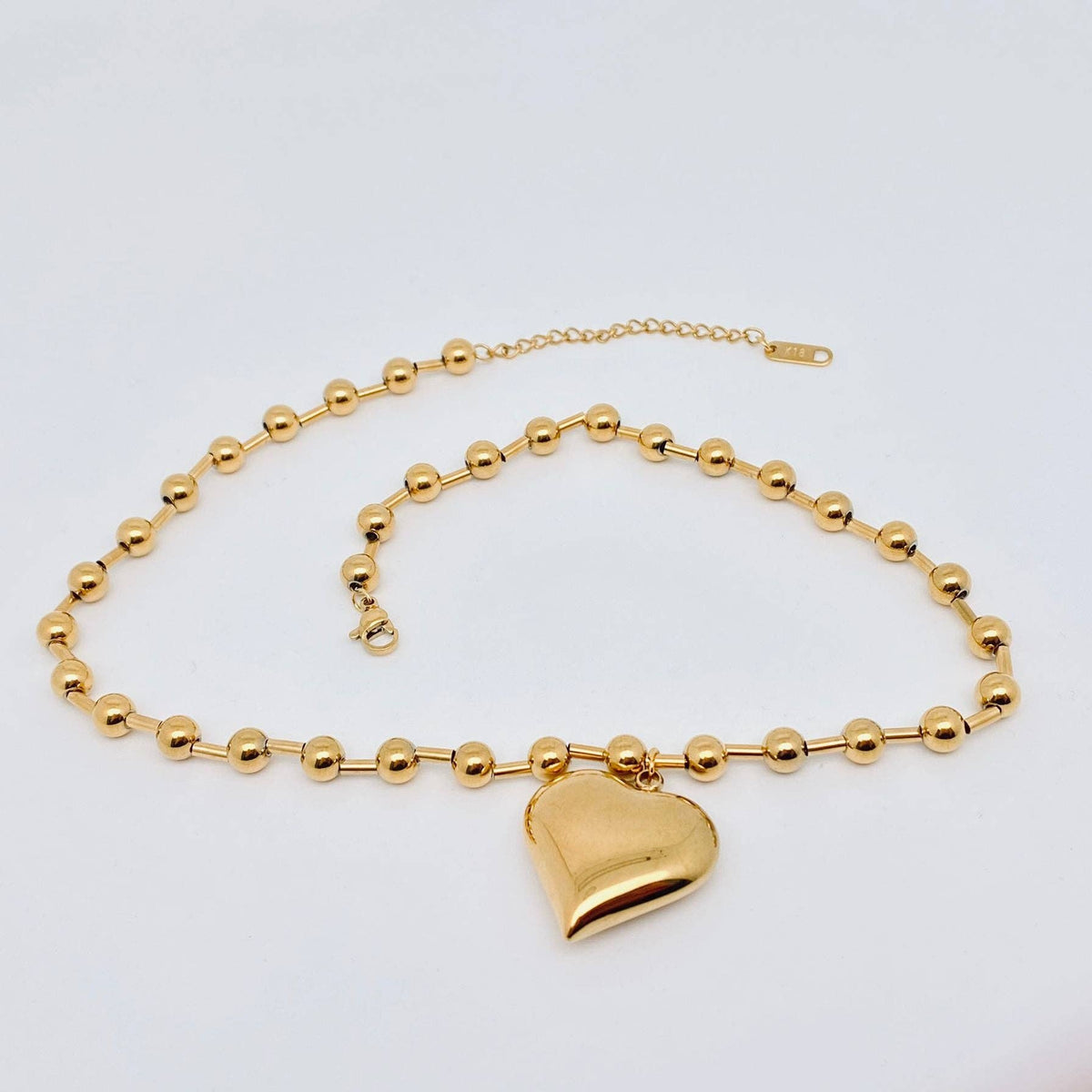 Large Heart Pendant 18K Gold Plated Stainless Steel Necklace