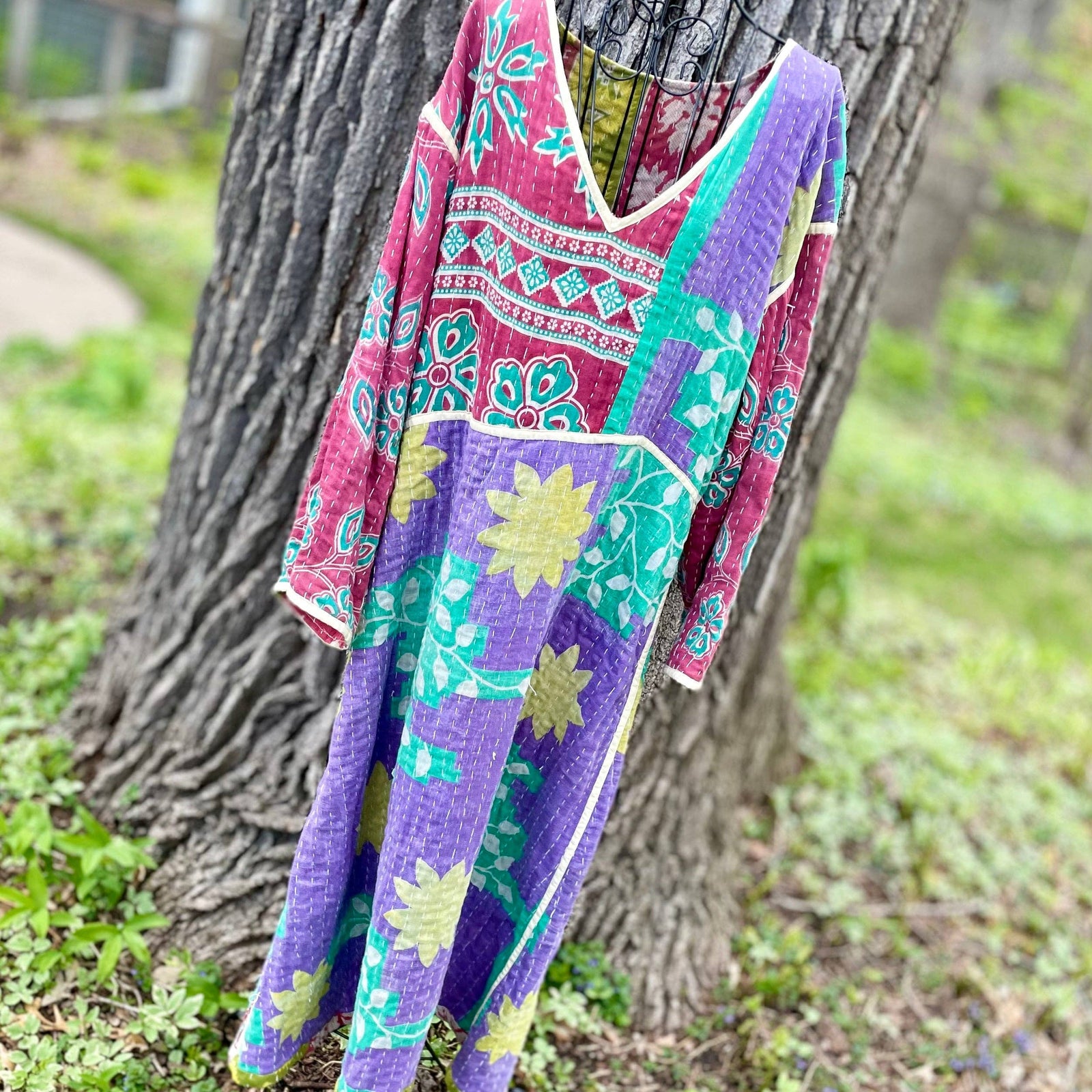 Kantha Reversible Dress.: Multi Color / One size