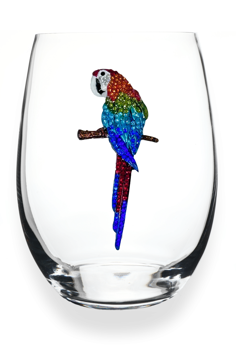 Parrot - Jeweled Stemless Wine Glass