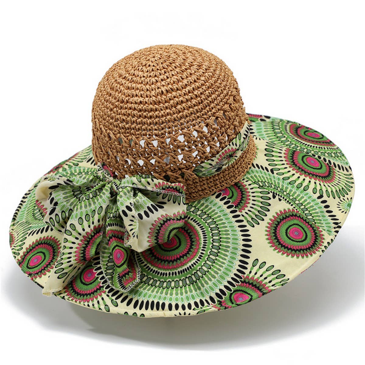 BOHEMIAN STYLE BEACH SUN HAT GREEN