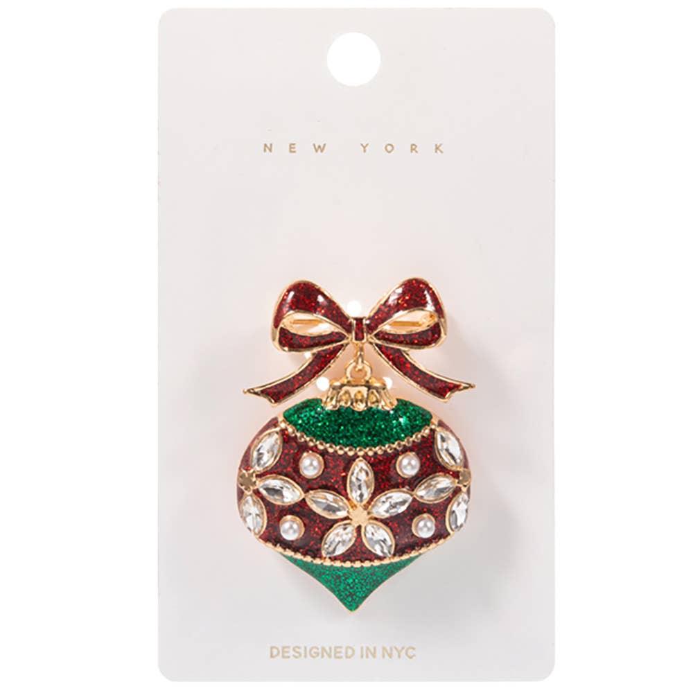 Christmas Bow Ornament Pin Brooch