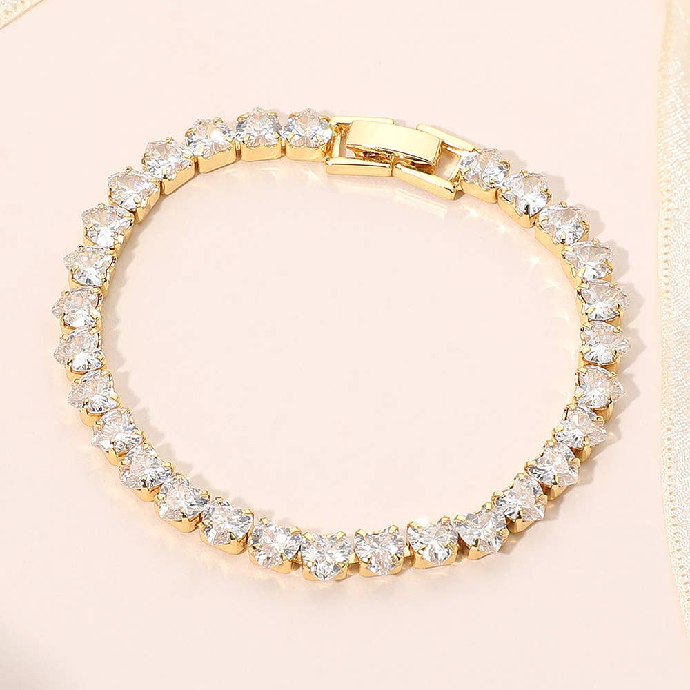 18K Gold Dipped Elegant Round Tennis Chain Bracelet