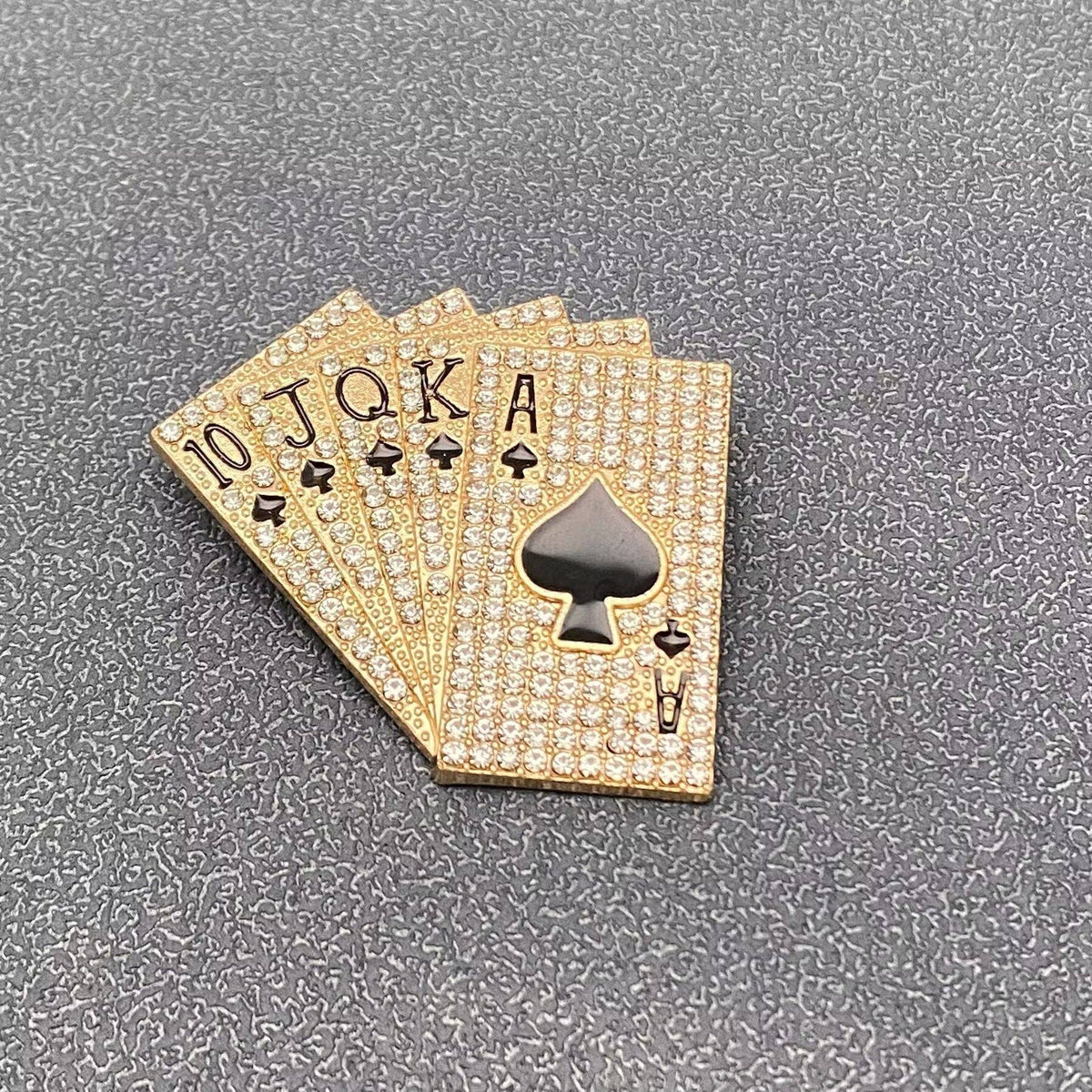 Rhinestone Poker Straight Flush Brooch