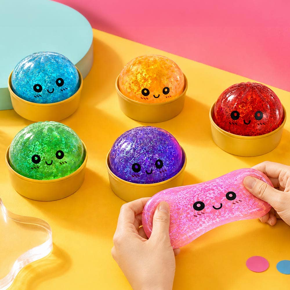 Glittered Steamed Bao Bun Dumpling Squeeze Squishy Stress Relief Toy