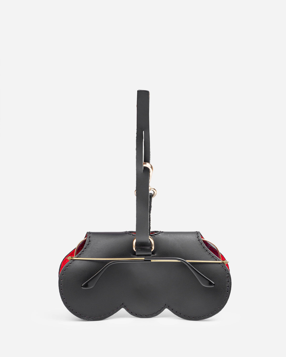 Dragonfly Black Genuine Leather Sunglasses Case